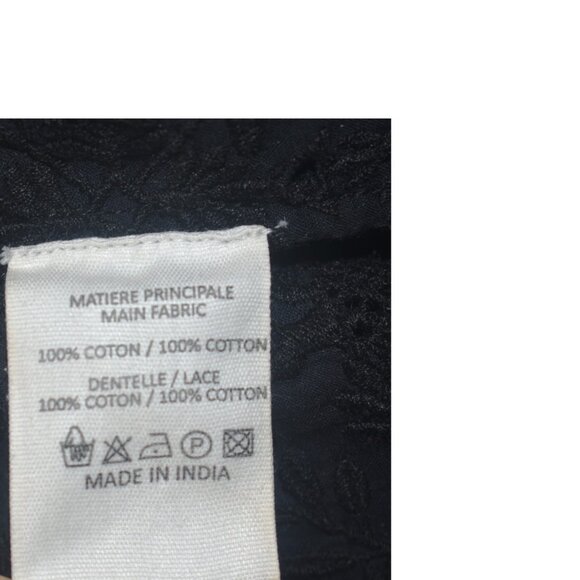 Athe Vanessa Bruno Black Cotton Embroidered Eyelet Top Victorian Goth 34 S - Picture 7 of 9